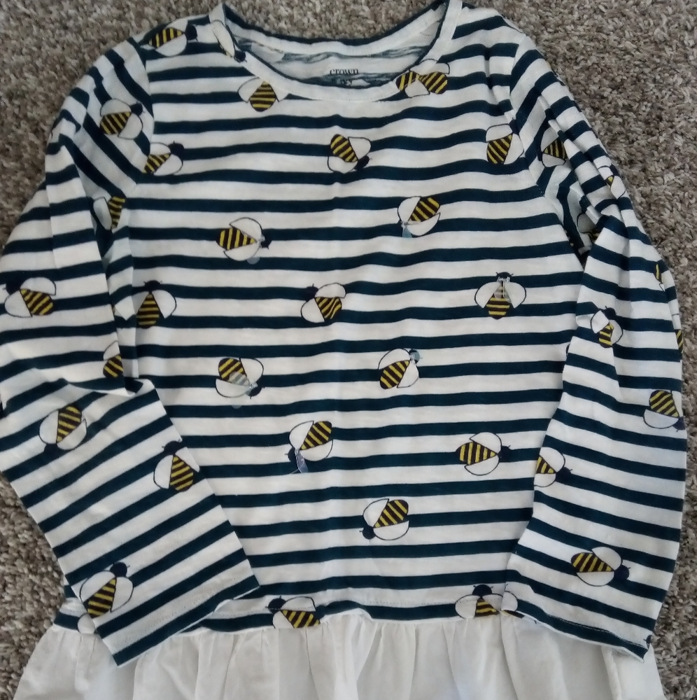 Navy blue and white striped shirt